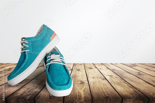 Studio product advertisement shot of running shoes on a white background © BillionPhotos.com