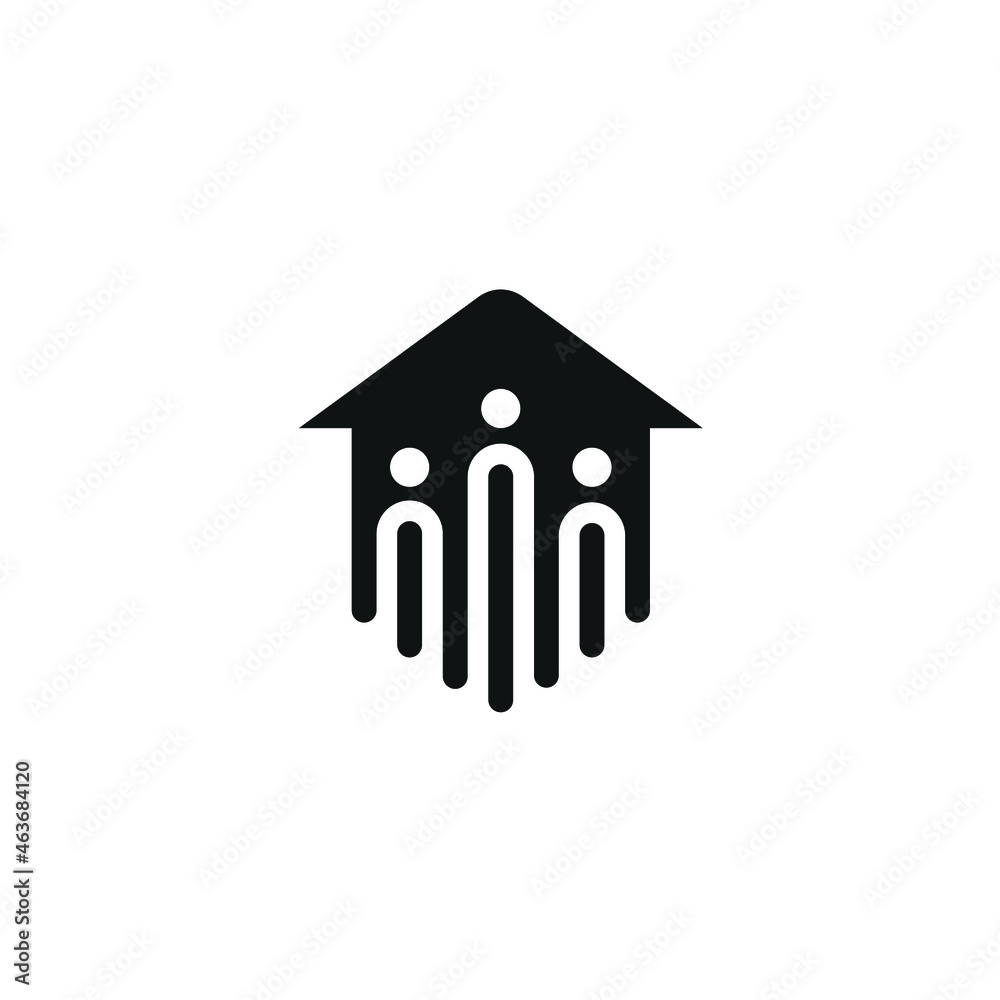 Home Icon Logo Design With Human Concept Of Family Symbols Of Relatives home-icon-logo-design-with-human-concept-of-family-symbols-of-relatives