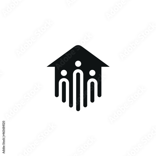 Home Icon Logo Design with Human Concept of Family Symbols of Relatives