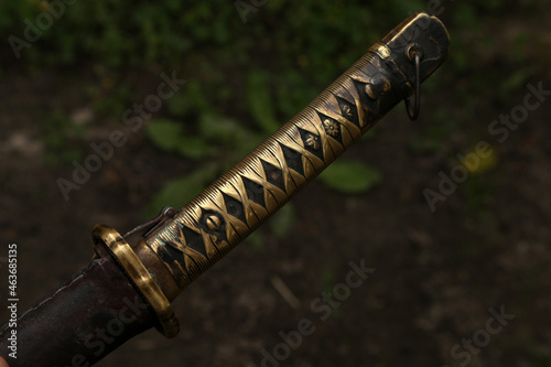 Canvas Print The hilt of vintage katana sword