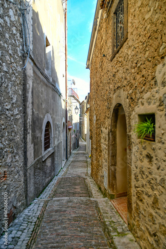 Fototapeta Naklejka Na Ścianę i Meble -  A narrow street of Castro dei Volsci in medieval town of Lazio region, Italy.