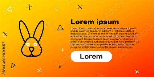 Line Animal cruelty free with rabbit icon isolated on yellow background. Colorful outline concept. Vector