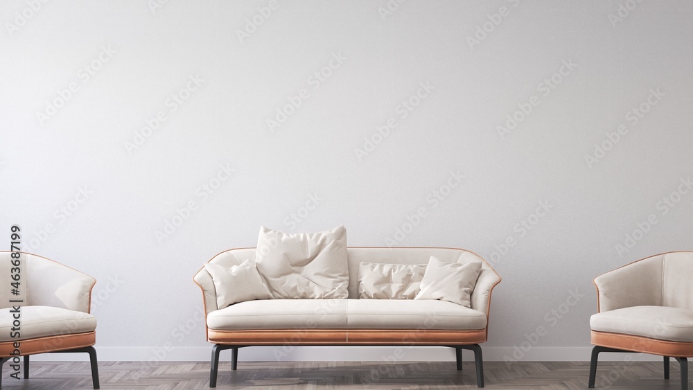 Modern sofa in the living room. 3D-render. Modern sofa in the living room. 3D-render.