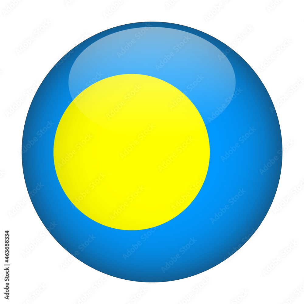 Palau 3D Rounded Country Flag button Icon