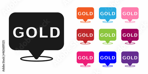 Black Gold bars icon isolated on white background. Banking business concept. Set icons colorful. Vector