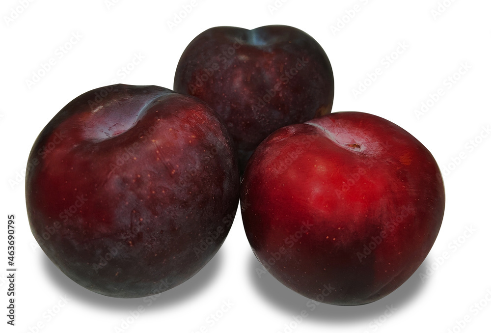 fruits in white background, Red Plum
