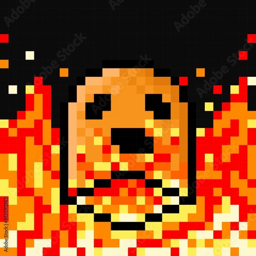 Ghost fire character pixel art. Vector illustration.