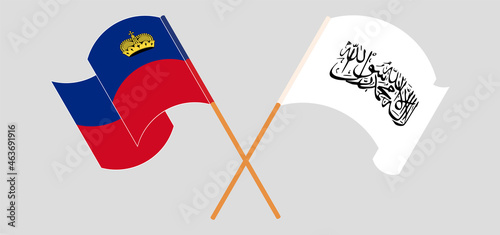 Crossed and waving flags of Liechtenstein and Taliban