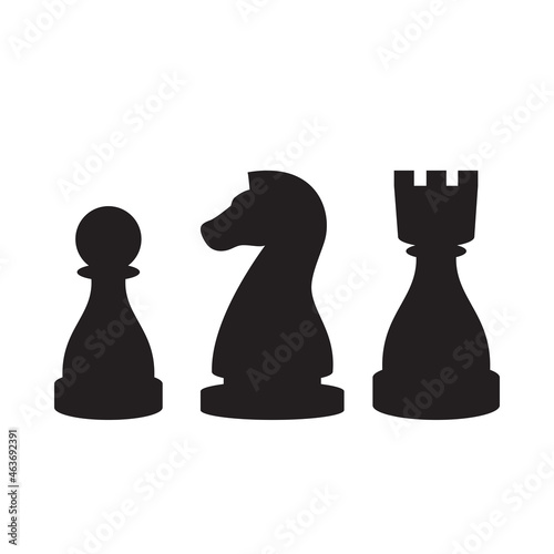 Chess icons set isolated on white background. Chess icon for web site, app, logo and print presentation. Creative art concept, vector illustration, eps 10