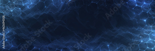 Futuristic Hexagon background. Blue Hexagonal pattern. Modern vector illustration