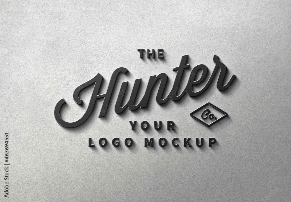 3D Dark Metal Wall Sign Logo Mockup Stock Template | Adobe Stock