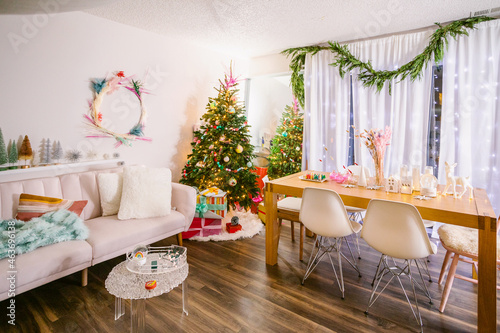 Living room with wonderland Christmas decor photo