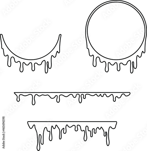 Dripping Decorative Element Clipart - Outline of Circle, Line and Semi Circle