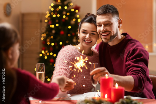 Family celebrating Christma...