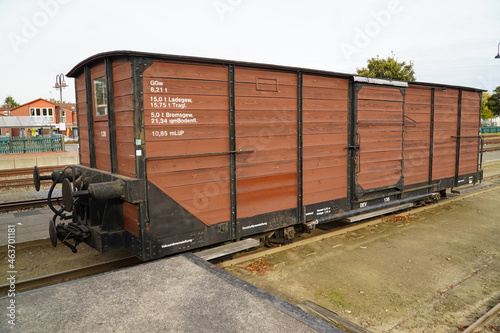 Old 19th Century railroad box car, railway station of Bruchhausen Vilsen, district of Diepholz, Lower Saxony, Germany. photo