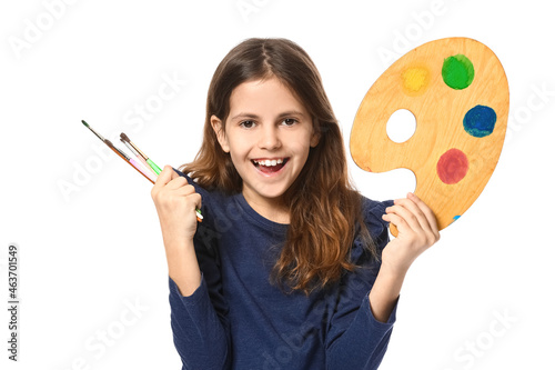 Happy little painter on whi...