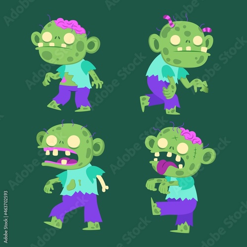 hand drawn flat halloween zombies collection vector design illustration