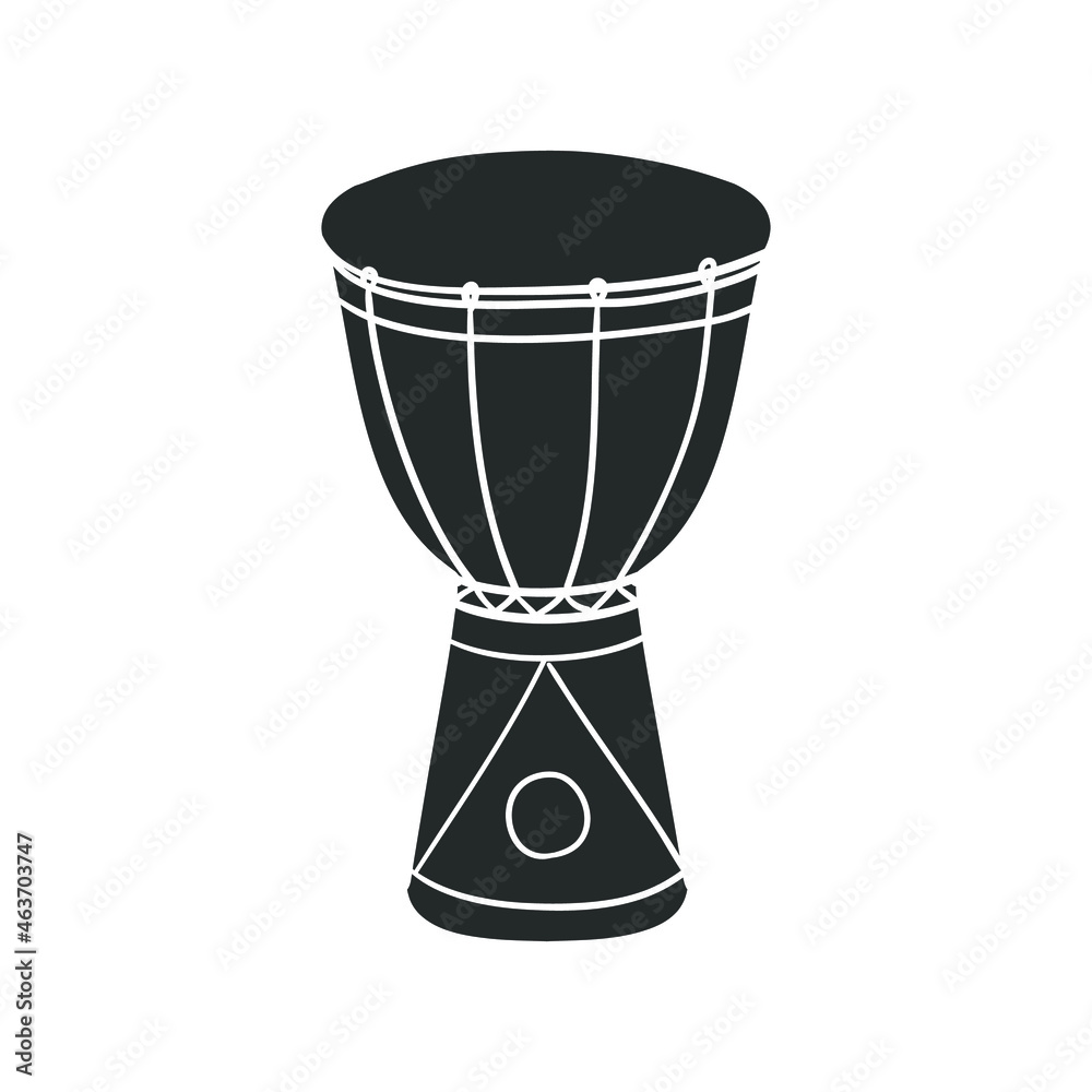 Djembe Instrument Icon Silhouette Illustration. Tribal Music Vector ...