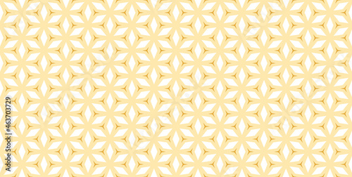 Colorful floral geometric grid pattern. Seamless minimalist linear yellow, orange, white ornament with flower, diamond shapes. Vector illustration used for design wallpaper, wrapping, covers