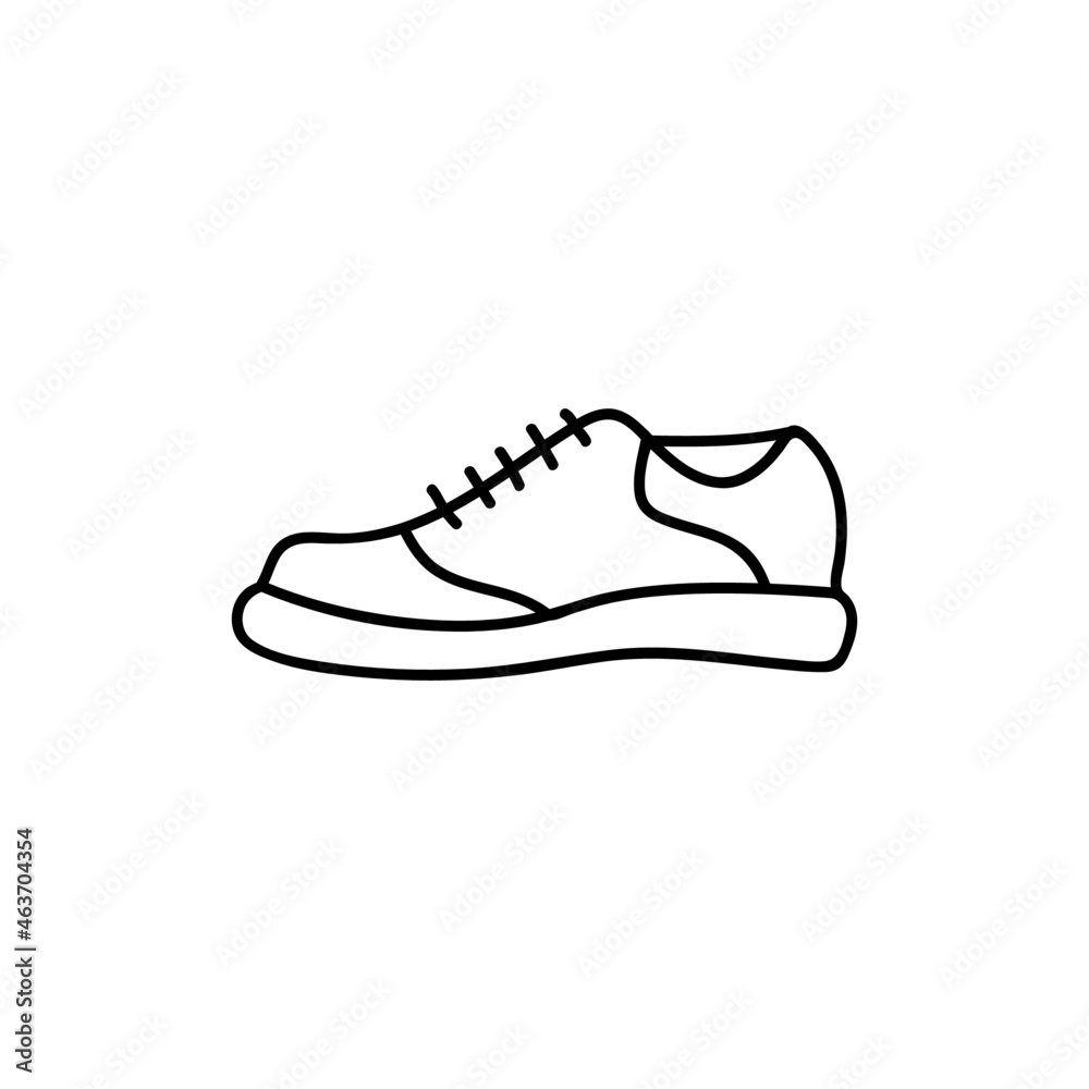 Shoes, footwear icon in flat black line style, isolated on white background Shoes, footwear icon in flat black line style, isolated on white background