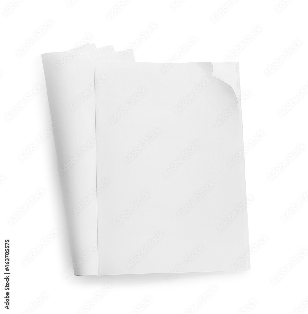 Blank magazine on white background, top view Blank magazine on white background, top view