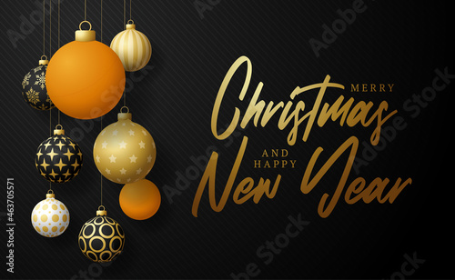 ping pong Merry Christmas and Happy New Year luxury Sports greeting card. table tennis ball as a Christmas ball on background. Vector illustration.