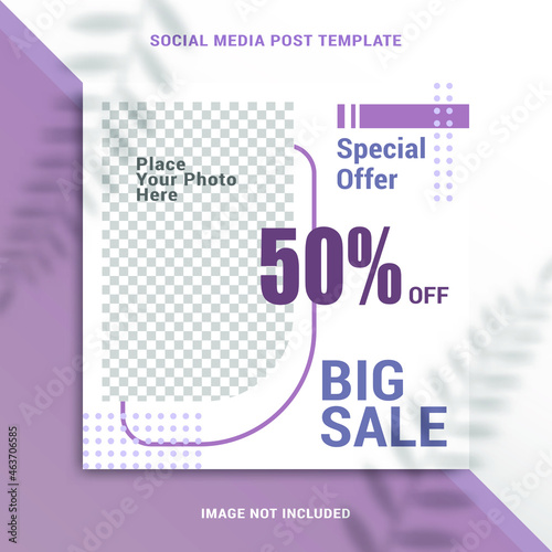 Big sale social media template for branding and promotion of food, beverage, clothing, fashion, automotive, finance, and other business products. Suitable for use for other social media banners.