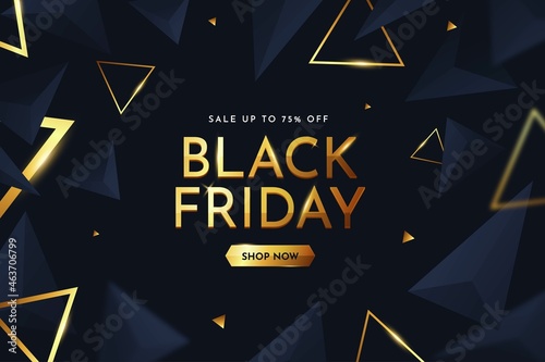 realistic polygonal black friday background vector design illustration