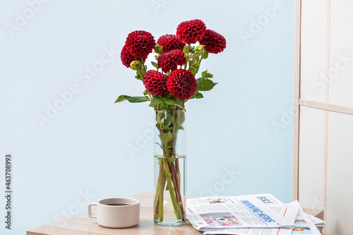 Vase with beautiful dahlia ...