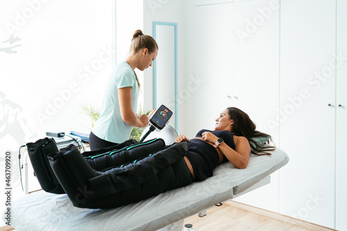 Pressotherapy treatment in wellness center