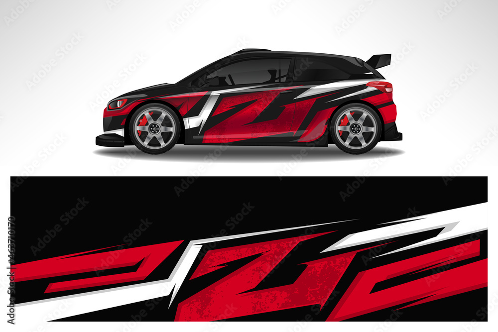 Car wrap design race livery vehicle decal vector. Graphic abstract stripe racing background kit designs for vehicle, race car, rally, adventure and livery Car wrap design race livery vehicle decal vector. Graphic abstract stripe racing background kit designs for vehicle, race car, rally, adventure and livery
