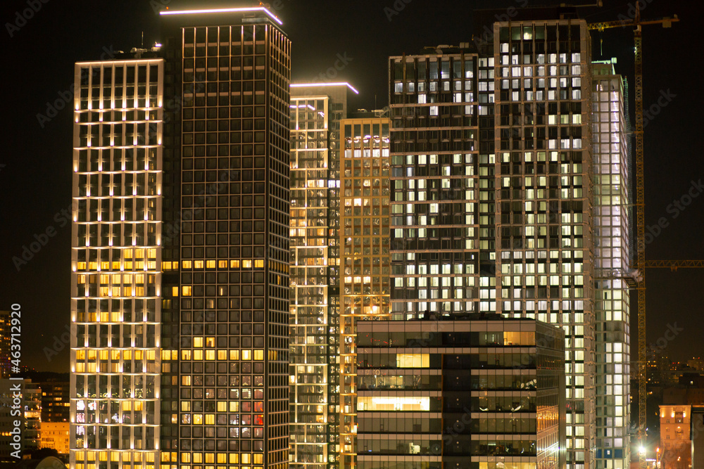 megalopolis high-rise buildings glow at night megalopolis high-rise buildings glow at night
