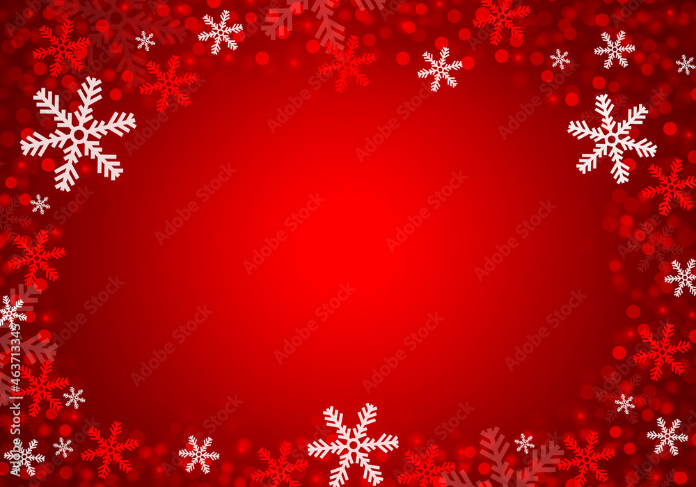 Red christmas background with snowflakes.