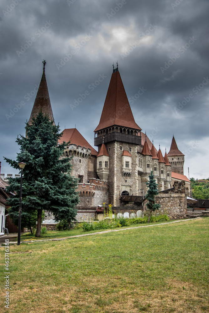 ROMANIA , Corvin Castle, Hunyadi Castle or Hunedoara Castle, july 2021 Transylvania, 