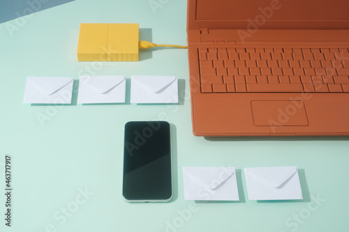 Communication And Business Still Life Concept With Envelopes