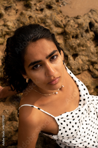 Close portrait from above the face of a woman  photo