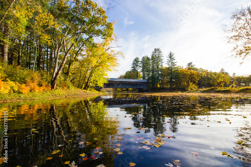 Hemlock Covered Bridge over Kezar Lake in Lovell, Maine