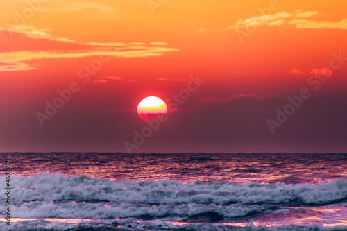 Beautiful colorful sunset over Baltic Sea, Lithuania photo