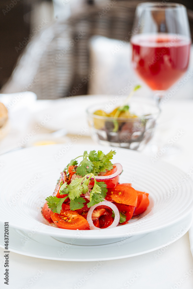 Gorgeous restaurant food served on a table Gorgeous restaurant food served on a table