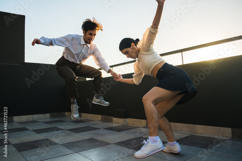 Couple dancing lindy hop photo