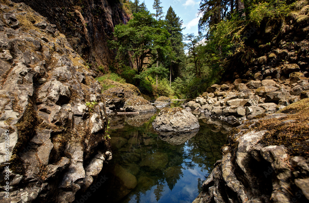Abiqua Creek pools just below Abiqua Falls in Northern Oregon, Pacific Northwest