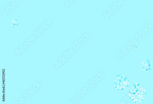 Light BLUE vector doodle background with leaves.