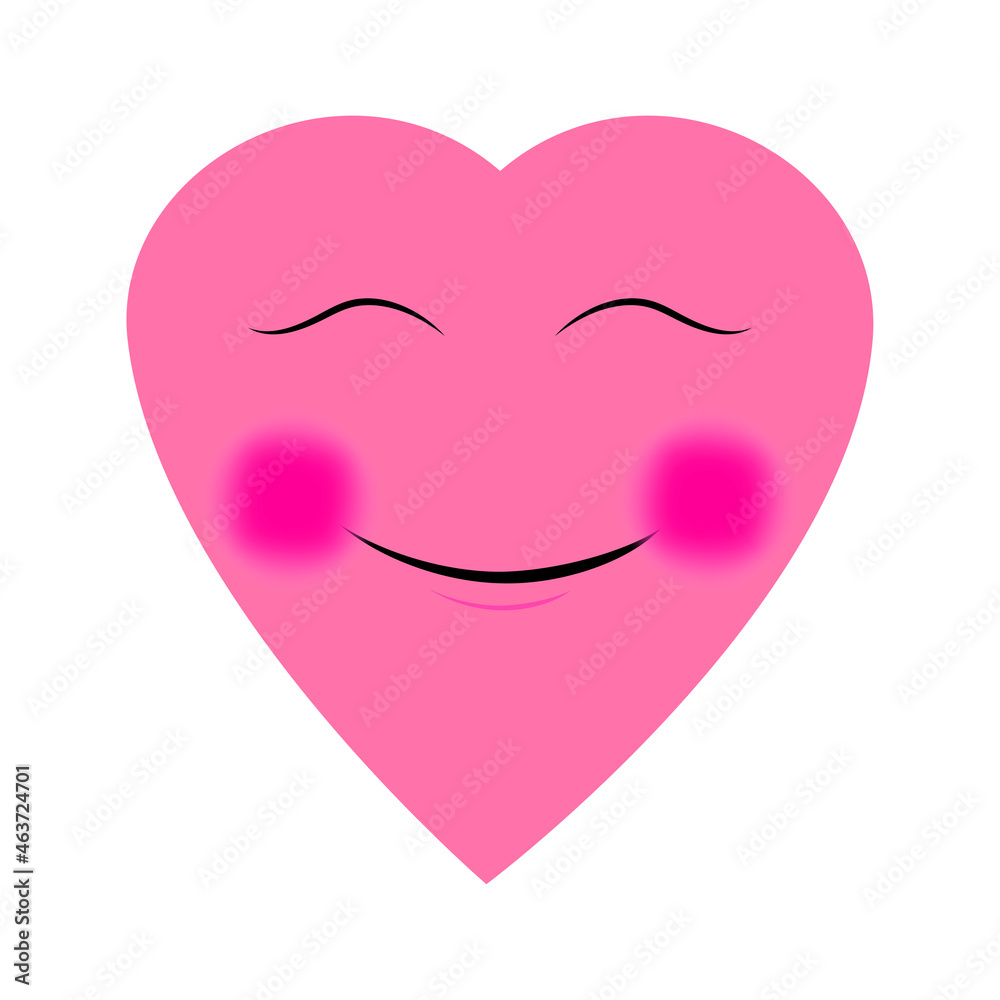 Smiling pink heart. Romantic background. Love symbol. Flat simple design. Cartoon style. Vector illustration. Stock image. Smiling pink heart. Romantic background. Love symbol. Flat simple design. Cartoon style. Vector illustration. Stock image.