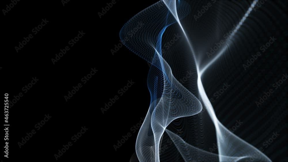 Futuristic video animation with wave object and glowing light in slow motion, 4096x2304 loop 4K