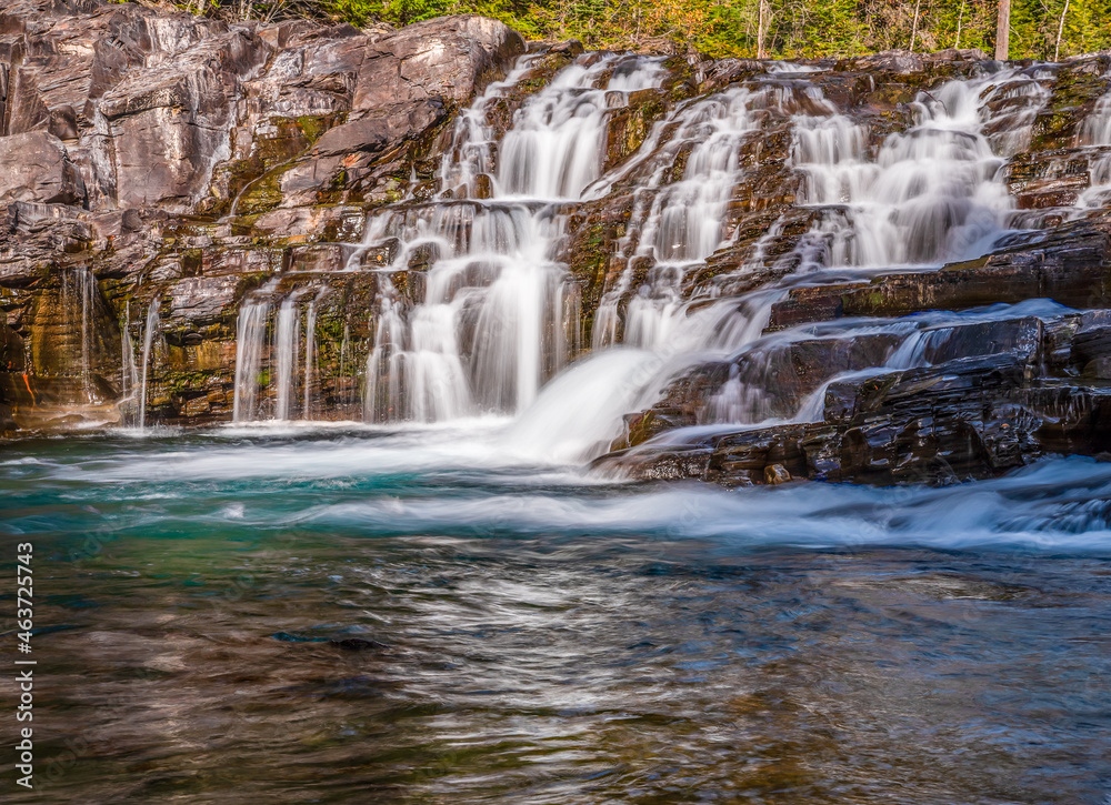 Fototapeta premium A Section of Sacred Dancing Cascade in Glacier National Park