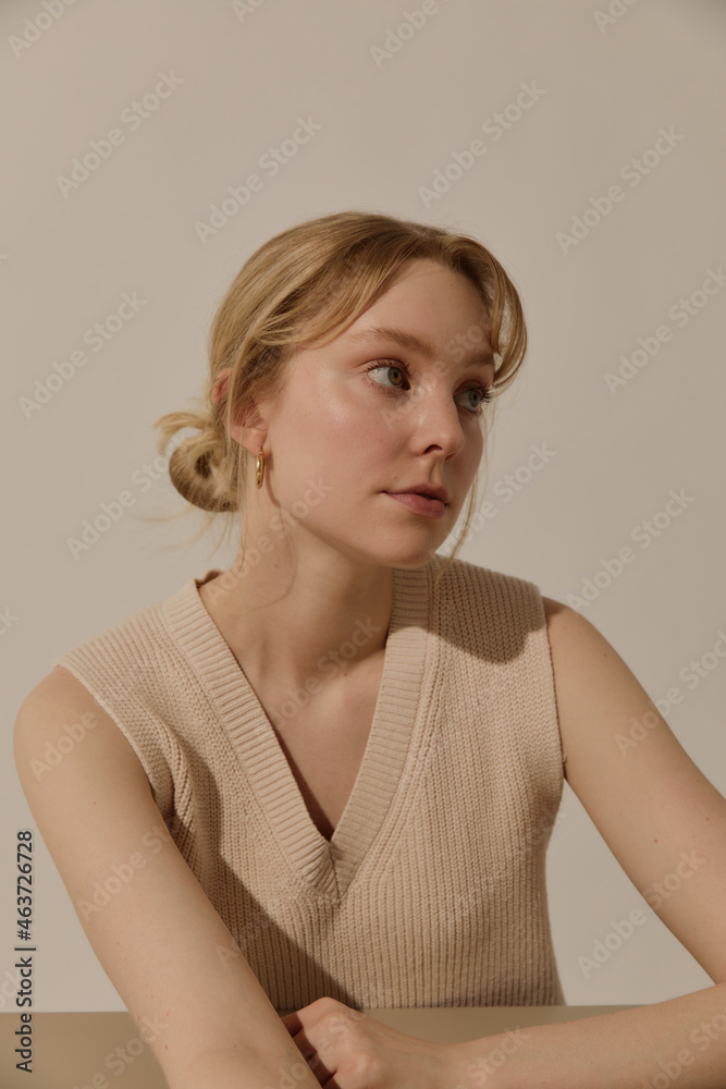 Woman sitting at table Woman sitting at table