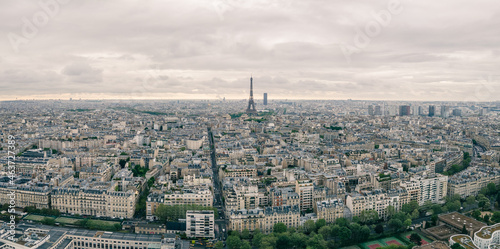 Paris aerial view with Eiffel Tower, France photo