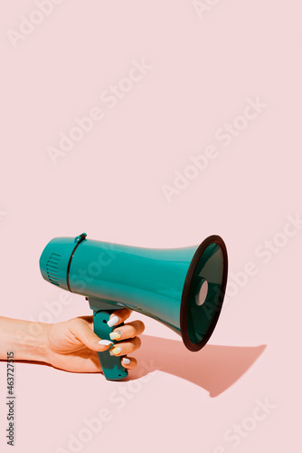 woman has a megaphone photo