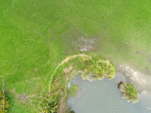 Wetland park drone overhead shot