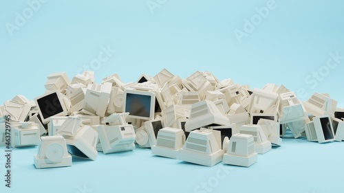 CRT computer monitors in a pile photo